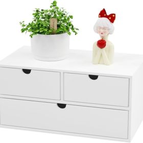 Bamboo Desk Organizer with Drawers Desktop Storage Drawers for Bills Office Supplies Kitchen Utensils Organizing Tool for Home Classroom Organiza