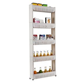 Laundry Room Organizer, Mobile Shelving Unit Organizer with 5 Large Storage Baskets