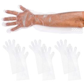 200 pack Disposable Elbow Gloves 22 Inches Long. Clear Disposable Elbow Length Gloves for Food Handling. Elbow Disposable Poly Gloves