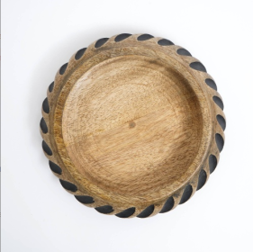 Dannel Handmade Wooden Bowl With Black Filler (Option: 12inch)