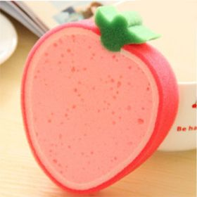 Dishwashing Sponge Kitchen Supplies Tools Cute Fruit Shape Clean Stains Removing Kit Useful Things For Home Cleaning Accessories (Color: Strawberry)